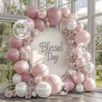Pink and white Balloons Double Stuffed Pearl Balloon Garland Kit Light Pink Balloon Arch Latex Dusty Pink Balloon Garland for Baby Shower