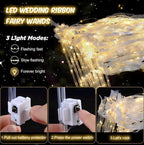 28 PCS light up wands for wedding, Wedding Wands Streamers with 3 Colorful Flashing Modes, Fairy Wands, LED Silk Fairy Wand  for Wedding
