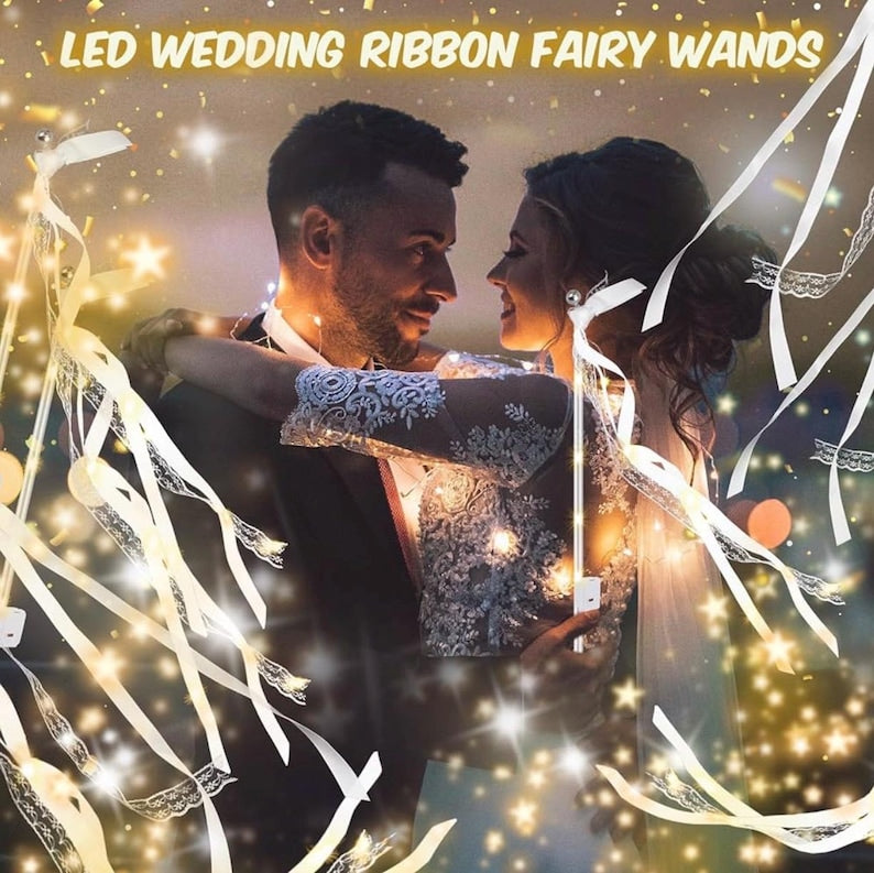 28 PCS light up wands for wedding, Wedding Wands Streamers with 3 Colorful Flashing Modes, Fairy Wands, LED Silk Fairy Wand  for Wedding