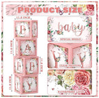 Floral Baby Shower Box Birthday Party Decoration Pink Balloon Blocks First Birthday Centerpiece Decor for Girls Rose Gold Gender Reveal