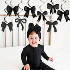 Bow Party Hanging Swirls Decorations, Black Bow Birthday Party Decortions,Coquette Birthday Party Bow Party Decorations for Birthday, Bridal