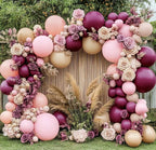Burgundy Pink Balloon Garland Double Stuffed Pastel Pink Nude Beige Balloon Plum Mauve Lavender Latex Balloons Arch Kit for Birthday Wedding
