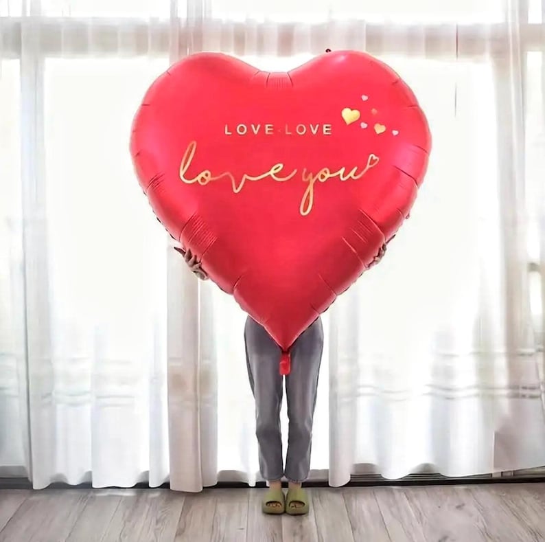 63 Inch Huge Heart Balloons Romantic Jumbo Large Heart Foil Balloons for Wedding Engagement Anniversary Valentines Day Party Decor