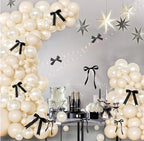 White Balloon Arch Kit 141 Pcs Coquette Birthday Decorations Include Pearl White Balloon and Black Bow for Wedding , Birthday , Baby Shower