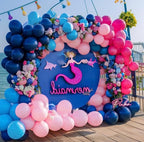 Navy Blue Pink Balloon Garland Double Stuffed Dark Blue Hot Pink Balloons Pastel Pink Blue Balloon Arch Kit Metallic Silver Balloons