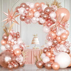 Rose Gold Balloons Garland Arch Kit,144pcs Metallic Rose Gold White Balloons Rose Gold Confetti Balloons for Women Birthday Wedding Bridal
