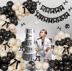 Black and White Balloon Arch Kit 158 Pcs Coquette Birthday Decorations Include Black White Balloon and Black Bow for Wedding Birthday