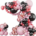 Pink and Black Balloon Arch Kit, 114Pcs  Retro Dirty Pink Maca Pink Black Balloon Garland Different Sizes for Girls  Women Birthday Party
