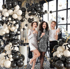 Black and White Balloon Arch Kit 158 Pcs Coquette Birthday Decorations Include Black White Balloon and Black Bow for Wedding Birthday