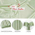 10PCS Sage Green Satin Chair Sashes Bows Universal Chair Ribbon Ties Back Sash for Wedding Party Reception Events Banquets Hotel Event Chair