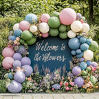 Blue Green Pink Balloon Garland - Double Stuffed Dusty Blue Sage Green Balloon Light Pink Purple Lavender Pastel Balloon Arch Kit