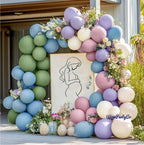 Blue Green Pink Balloon Garland - Double Stuffed Dusty Blue Sage Green Balloon Light Pink Purple Lavender Pastel Balloon Arch Kit