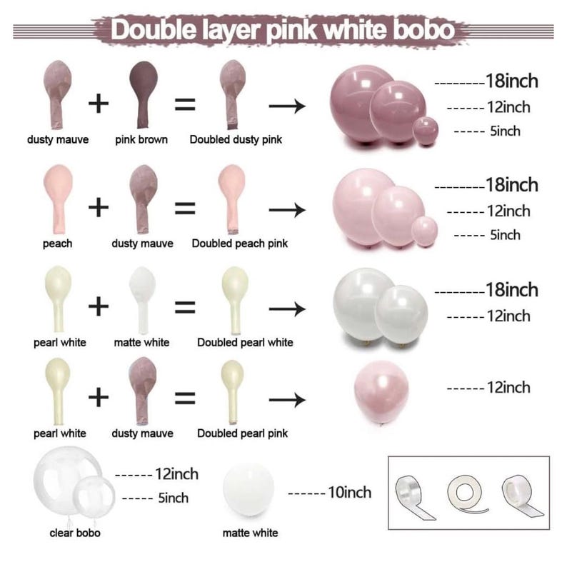 Pink and white Balloons Double Stuffed Pearl Balloon Garland Kit Light Pink Balloon Arch Latex Dusty Pink Balloon Garland for Baby Shower