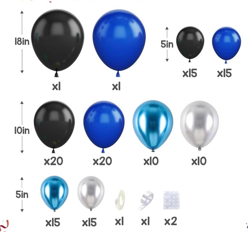 Blue Black Balloons Garland Arch Kit, 122Pcs Blue Silver Metallic Balloons Arch for Birthday Baby Shower Graduation Wedding Bridal Shower