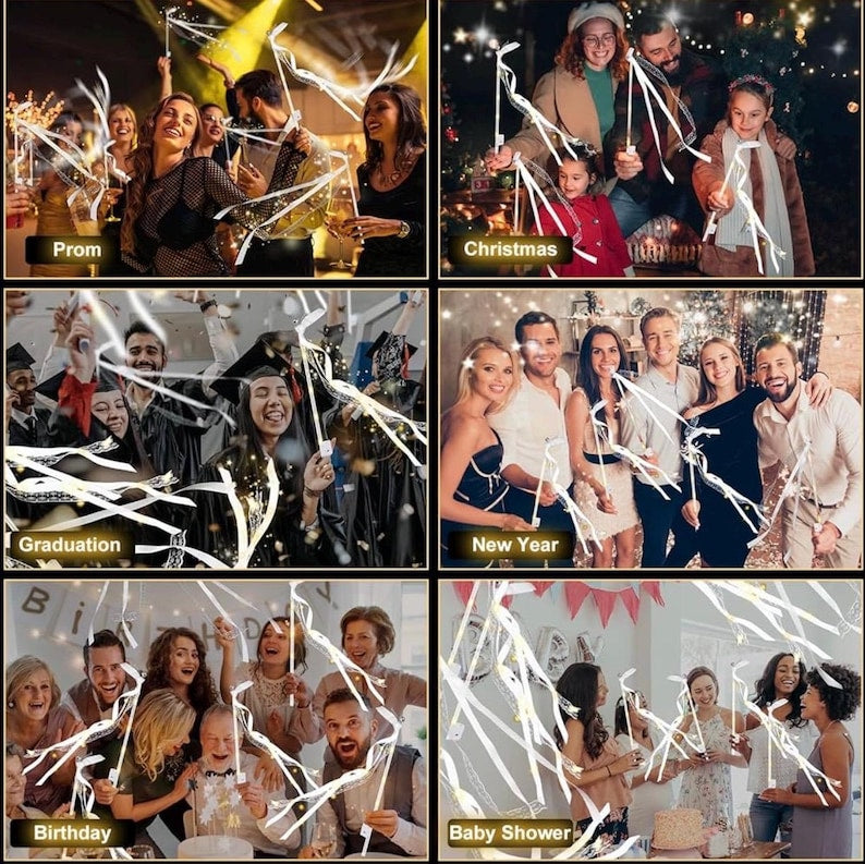 28 PCS light up wands for wedding, Wedding Wands Streamers with 3 Colorful Flashing Modes, Fairy Wands, LED Silk Fairy Wand  for Wedding