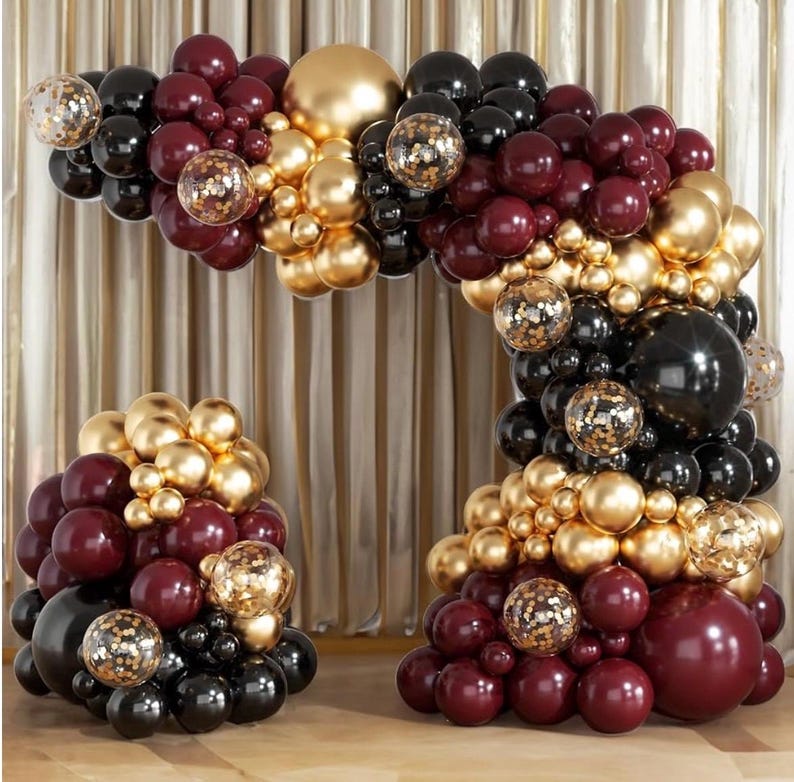 Burgundy Balloon Arch Garland Kit 164pcs Metallic Rose Gold Maroon Gold Balloons in Different Sizes for Bridal, Baby Shower ,Graduation