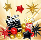 Movie Night Balloon Arch Garland Kit with Red Black and Gold Balloons Movie Foil Balloons for Birthday Movie Night Movie Theater Movie