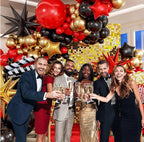 Movie Night Balloon Arch Garland Kit with Red Black and Gold Balloons Movie Foil Balloons for Birthday Movie Night Movie Theater Movie