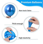 Metallic Blue Silver Balloon Garland Arch Kit, 18 12 10 5 Inch Blue Silver Confetti Latex Party Balloons for Birthday Graduation Baby Shower