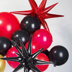 Red Black Gold Balloon Garland Arch Kit with Crown Star Foil Balloons for 2025 graduation Prom Casino Theme Graduation Movie Night Party