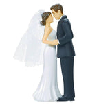 Elegant Bride & Groom Wedding Cake Plastic Topper with White Mesh Veil - 4.5” ,1 Piece - Perfect for Engagement Parties, Bridal Showers