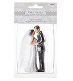 Elegant Bride & Groom Wedding Cake Plastic Topper with White Mesh Veil - 4.5” ,1 Piece - Perfect for Engagement Parties, Bridal Showers