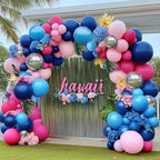 Navy Blue Pink Balloon Garland Double Stuffed Dark Blue Hot Pink Balloons Pastel Pink Blue Balloon Arch Kit Metallic Silver Balloons
