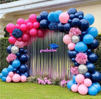 Navy Blue Pink Balloon Garland Double Stuffed Dark Blue Hot Pink Balloons Pastel Pink Blue Balloon Arch Kit Metallic Silver Balloons