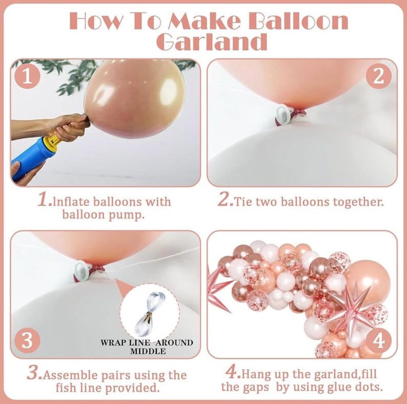 Rose Gold Balloons Garland Arch Kit,144pcs Metallic Rose Gold White Balloons Rose Gold Confetti Balloons for Women Birthday Wedding Bridal