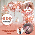 Rose Gold Balloons Garland Arch Kit,144pcs Metallic Rose Gold White Balloons Rose Gold Confetti Balloons for Women Birthday Wedding Bridal