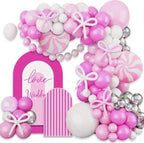 Bow Pink and White Balloon Arch Kit,Pastel Light Pink Bow Balloon Garland for Girls Baby Shower Women Pink Bow Coquette Themed Birthday