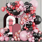Pink and Black Balloon Arch Kit, 114Pcs  Retro Dirty Pink Maca Pink Black Balloon Garland Different Sizes for Girls  Women Birthday Party