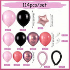 Pink and Black Balloon Arch Kit, 114Pcs  Retro Dirty Pink Maca Pink Black Balloon Garland Different Sizes for Girls  Women Birthday Party
