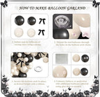 Black and White Balloon Arch Kit 158 Pcs Coquette Birthday Decorations Include Black White Balloon and Black Bow for Wedding Birthday