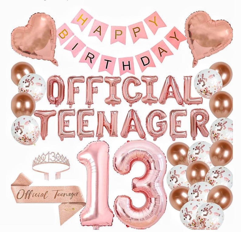 13th Birthday Party Decorations OFFICIAL TEENAGER Party Balloons 13th Birthday Tiara Official Teenager Sash Happy Birthday Banner
