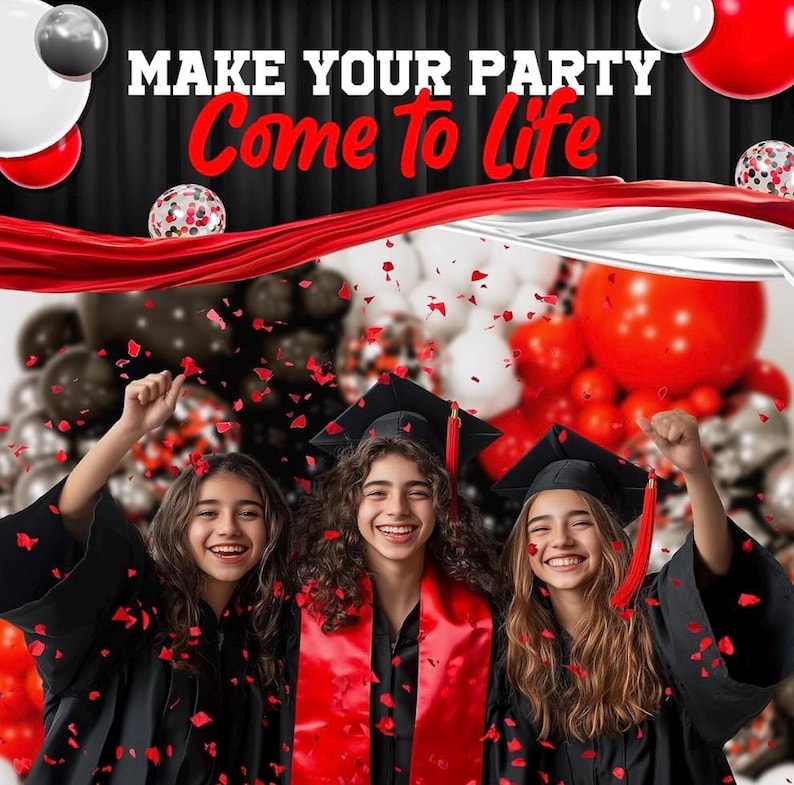 ALL-IN-1 Red Black and White Balloon Arch Kit for Red and Black Birthday Party Decorations – Red and Black Balloons for White Black and Red