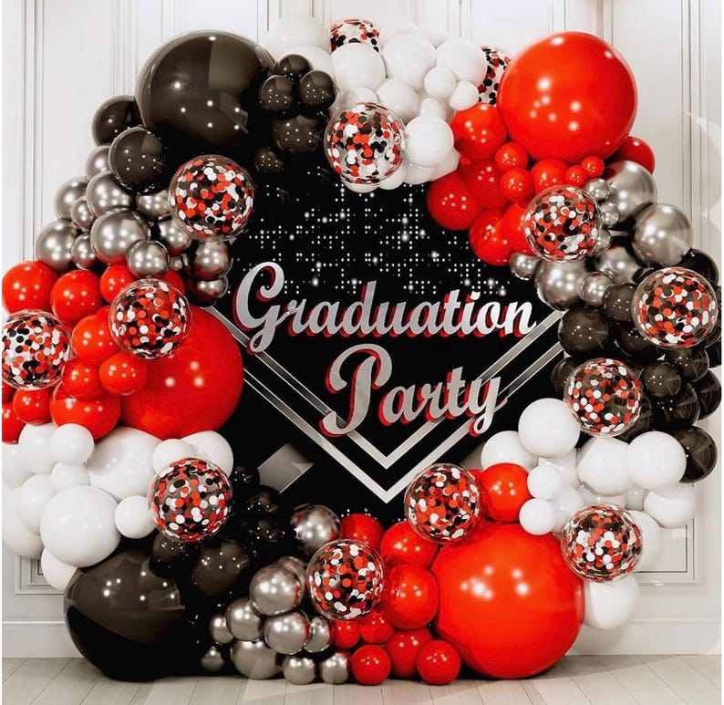 ALL-IN-1 Red Black and White Balloon Arch Kit for Red and Black Birthday Party Decorations – Red and Black Balloons for White Black and Red