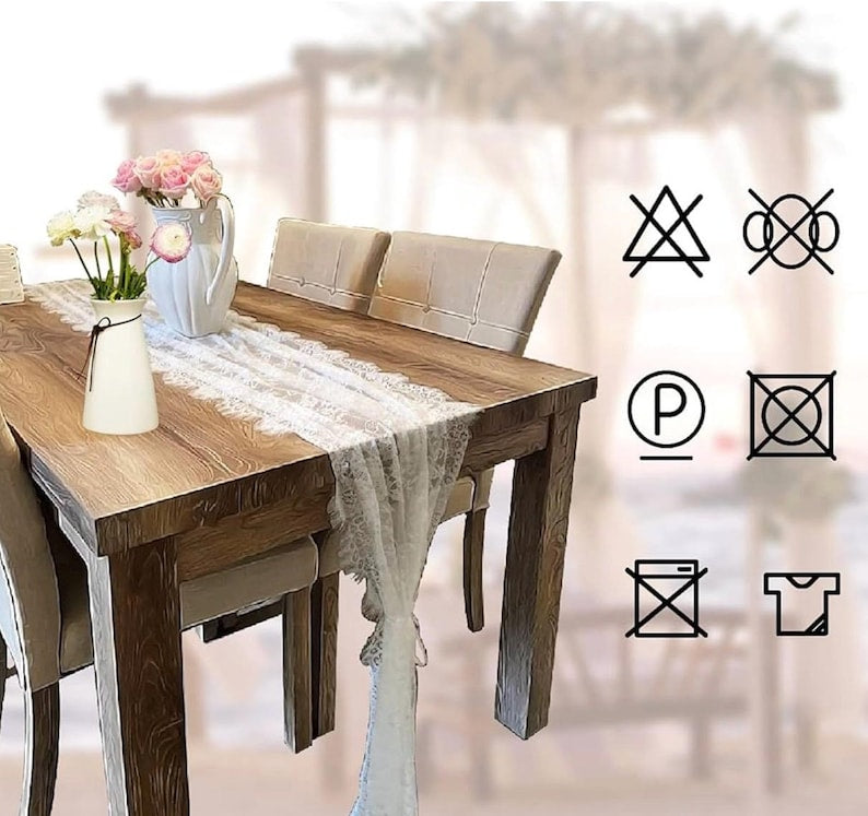 3 Pcs White Lace Table Runner 14 x 120 in InEmbroidered Boho Table Runner for Wedding Party Bridal Shower Decorations Vintage Rustic Runner