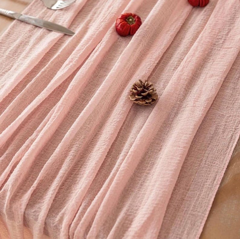 Blush Pink Valentines Table Runner Cheese Cloth Rustic Gauze Cheesecloth Table Runner 120 Inch 10 FT for Wedding Baby Shower Bridal Shower
