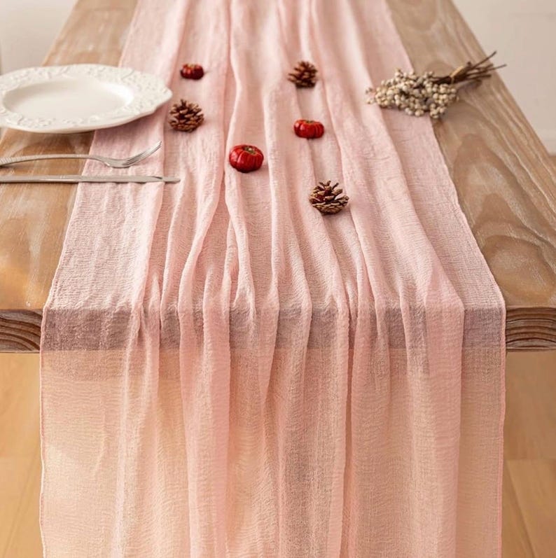 Blush Pink Valentines Table Runner Cheese Cloth Rustic Gauze Cheesecloth Table Runner 120 Inch 10 FT for Wedding Baby Shower Bridal Shower
