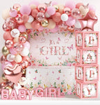 Baby Shower Decoration for Girl Baby Girl Pink Rose Gold Baby Shower Decoration Floral Gender Reveal Party Supplies with It's a Girl Backdro