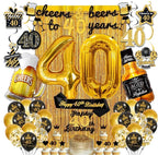 40th Birthday Decorations for Men, 40th Birthday Party Decorations for Him with Gold 40 Number Balloons,Cheers to 40 Years Banner for Men