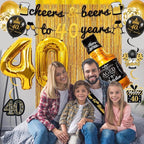 40th Birthday Decorations for Men, 40th Birthday Party Decorations for Him with Gold 40 Number Balloons,Cheers to 40 Years Banner for Men