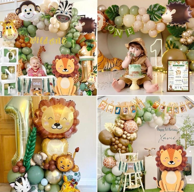Wild One Birthday Decorations ,1st Birthday Decorations for Boy or Girl ,Photo Banner ,Balloon Box ,Balloons Garland ,High Chair Banner