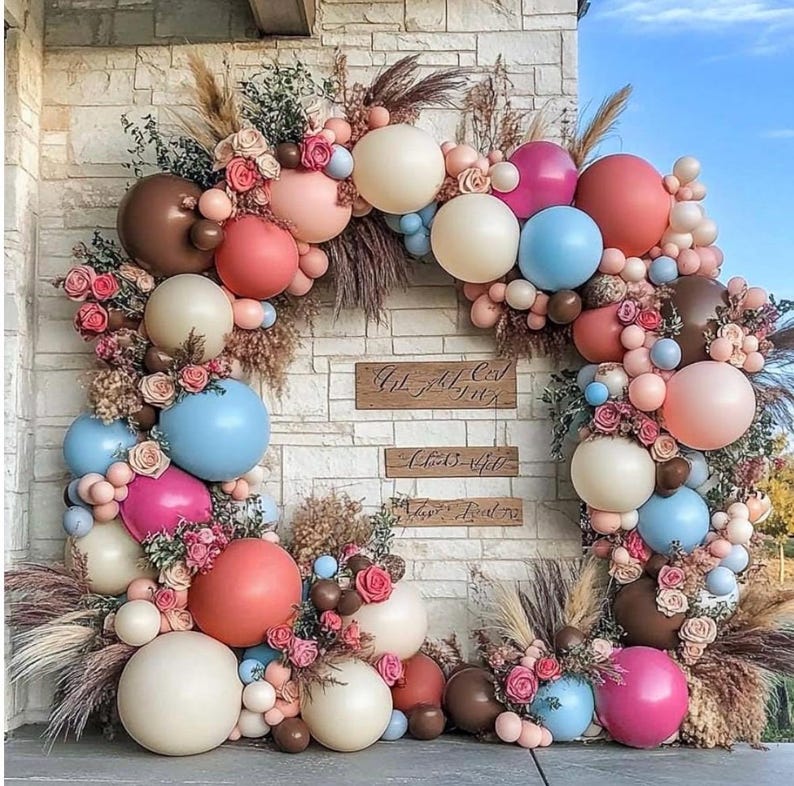 Dusty Pink Balloon Garland Boho Balloons Pastel Balloon Arch Kit Latex Thick 18/12/5in Blue Brown White Sand Balloon Set