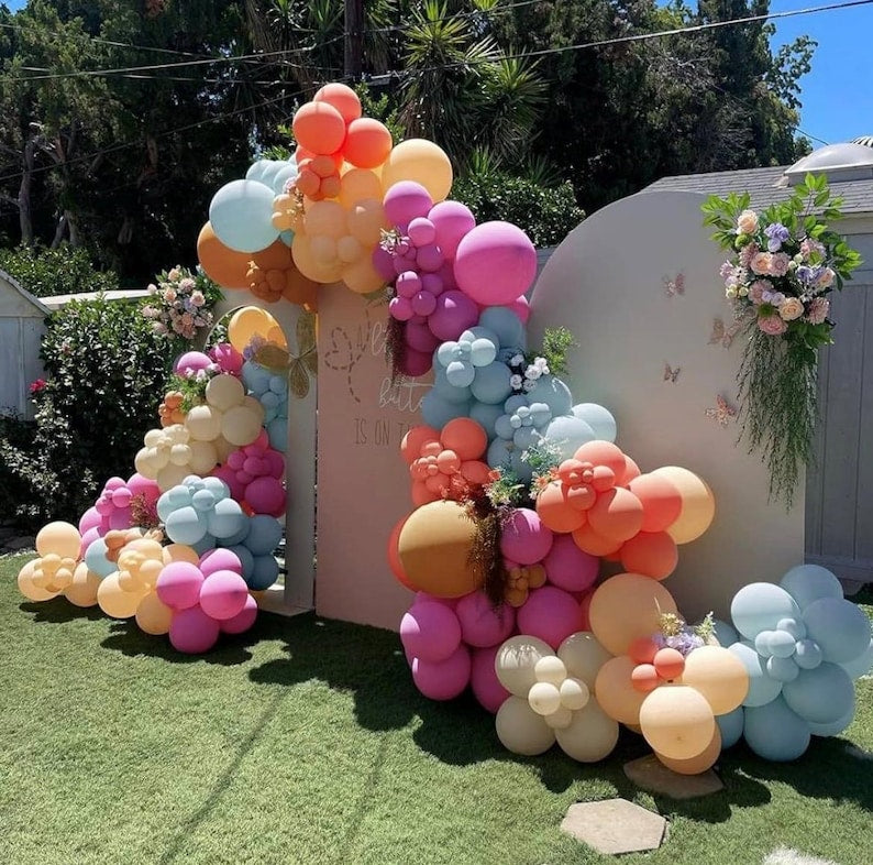 Dusty Pink Balloon Garland Boho Balloons Pastel Balloon Arch Kit Latex Thick 18/12/5in Blue Brown White Sand Balloon Set