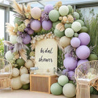 Dusty Green Purple Balloon Arch Garland Double Stuffed Pastel Light Lavender Oilve White Sand Balloon Kit for Neutral Baby Shower Birthday