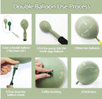 Dusty Green Purple Balloon Arch Garland Double Stuffed Pastel Light Lavender Oilve White Sand Balloon Kit for Neutral Baby Shower Birthday