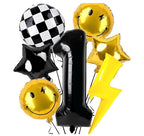 7Pcs One Happy Dude Birthday Decorations,40" Black One Lightning Bolt Eyes Balloon for One Happy Dude Birthday Decor - One Cool Dude Balloon
