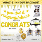 Graduation Party Decorations 2026, Congrats Grad Balloon Banner Set, Gold Black White Graduation Balloons, Class of 2026 Party Decor